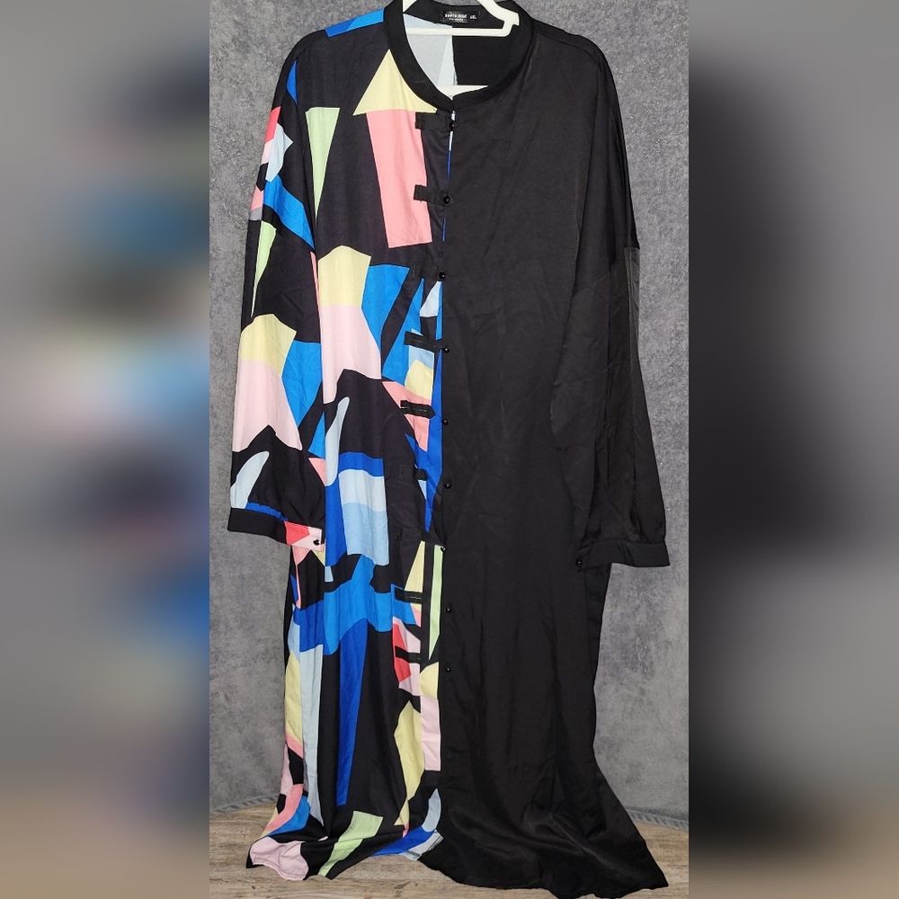 NEW Plus Size Color-Block long sleeve Maxi Kimono.